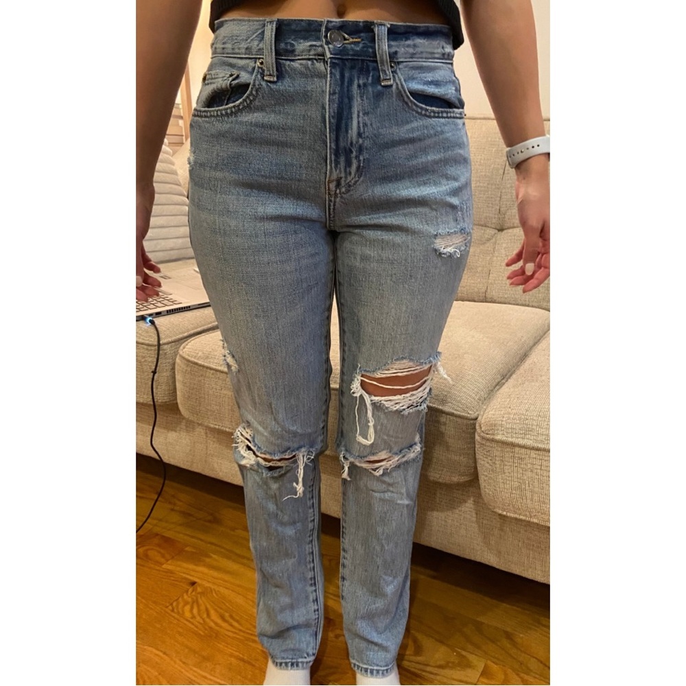 Pistola Denim Mid-Rise Straight Distressed Jeans